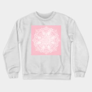 Elegant White Mandala Pink Nebula Design Crewneck Sweatshirt